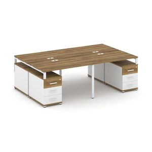 Рабочая станция на 4 места с двумя двухсторонними опорными тумбами