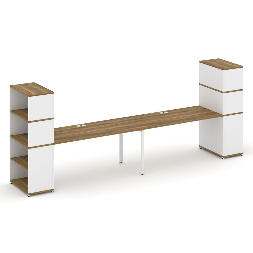 Рабочая станция с опорными стеллажами с надставкой высокой