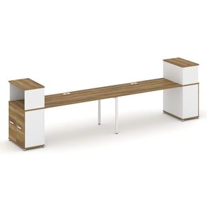 Рабочая станция с опорными распашными шкафами с надставкой низкой