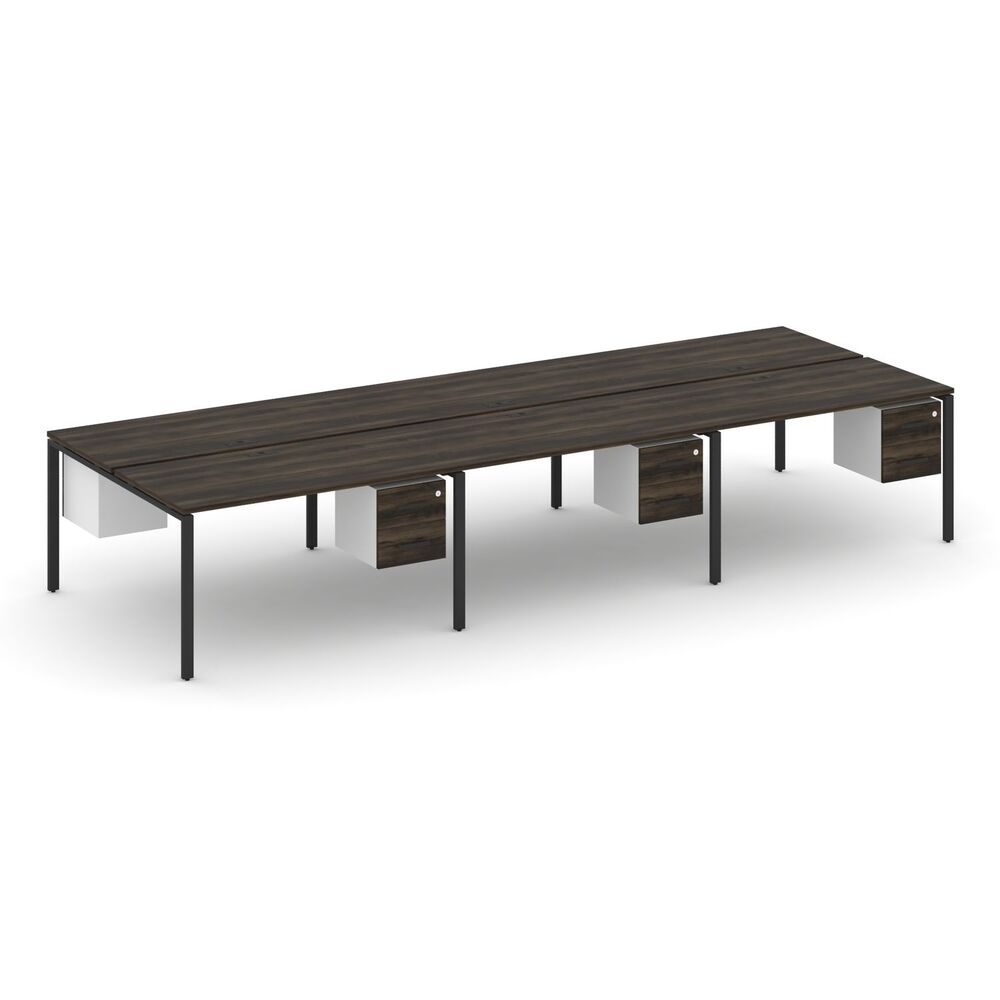 Рабочая станция двухсторонняя с подвесными тумбами на 6 мест