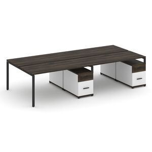 Рабочая станция на 4 места с двумя двухсторонними опорными тумбами