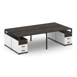 Рабочая станция на 4 места с двумя двухсторонними опорными тумбами