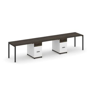 Рабочая станция на 3 места с двумя опорными тумбами