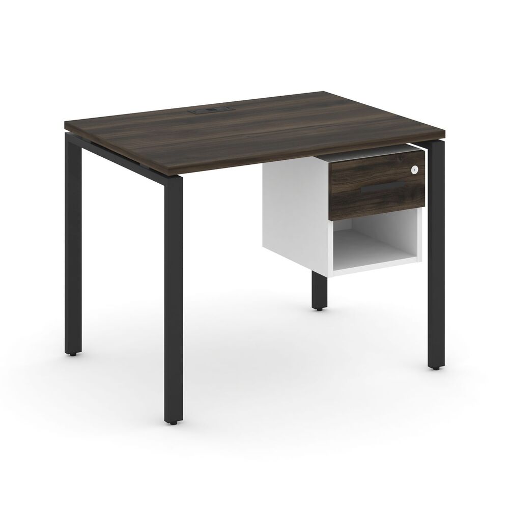 Стол рабочий с подвесной тумбой одной открытой нишей и одним ящиком