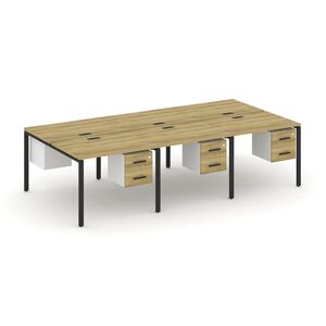 Рабочая станция двухсторонняя с подвесными тумбами на 6 мест