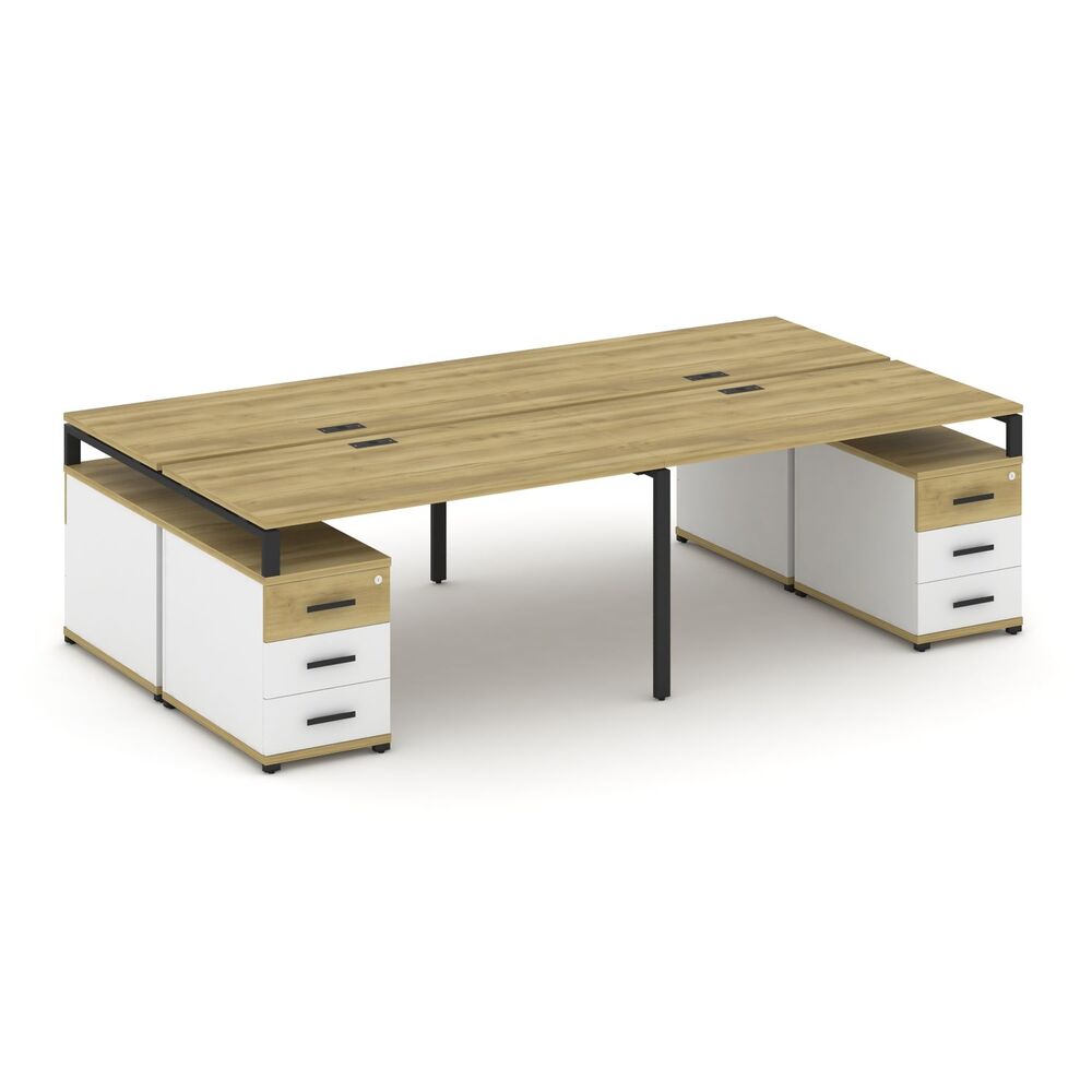 Рабочая станция на 4 места с двумя двухсторонними опорными тумбами