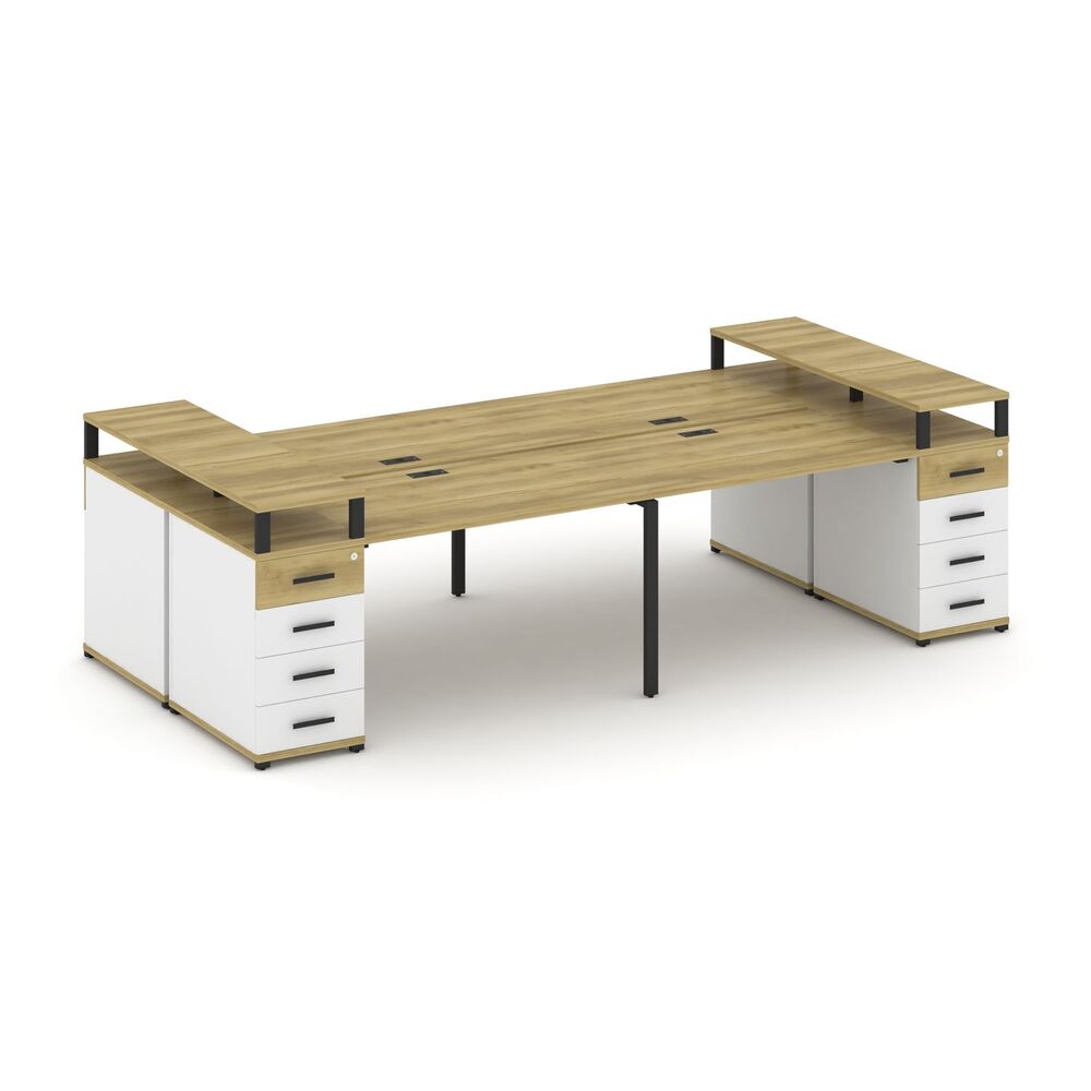 Рабочая станция на 4 места с двумя опорными тумбами