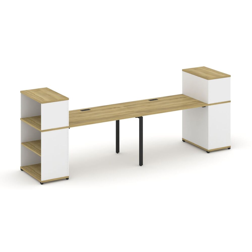 Рабочая станция с опорными стеллажами с надставкой низкой