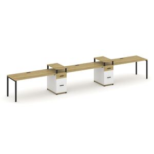 Рабочая станция на 3 места с двумя опорными тумбами