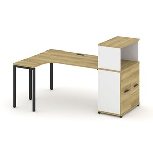 Стол эргономичный с опорным распашным шкафом с надставкой низкой левый