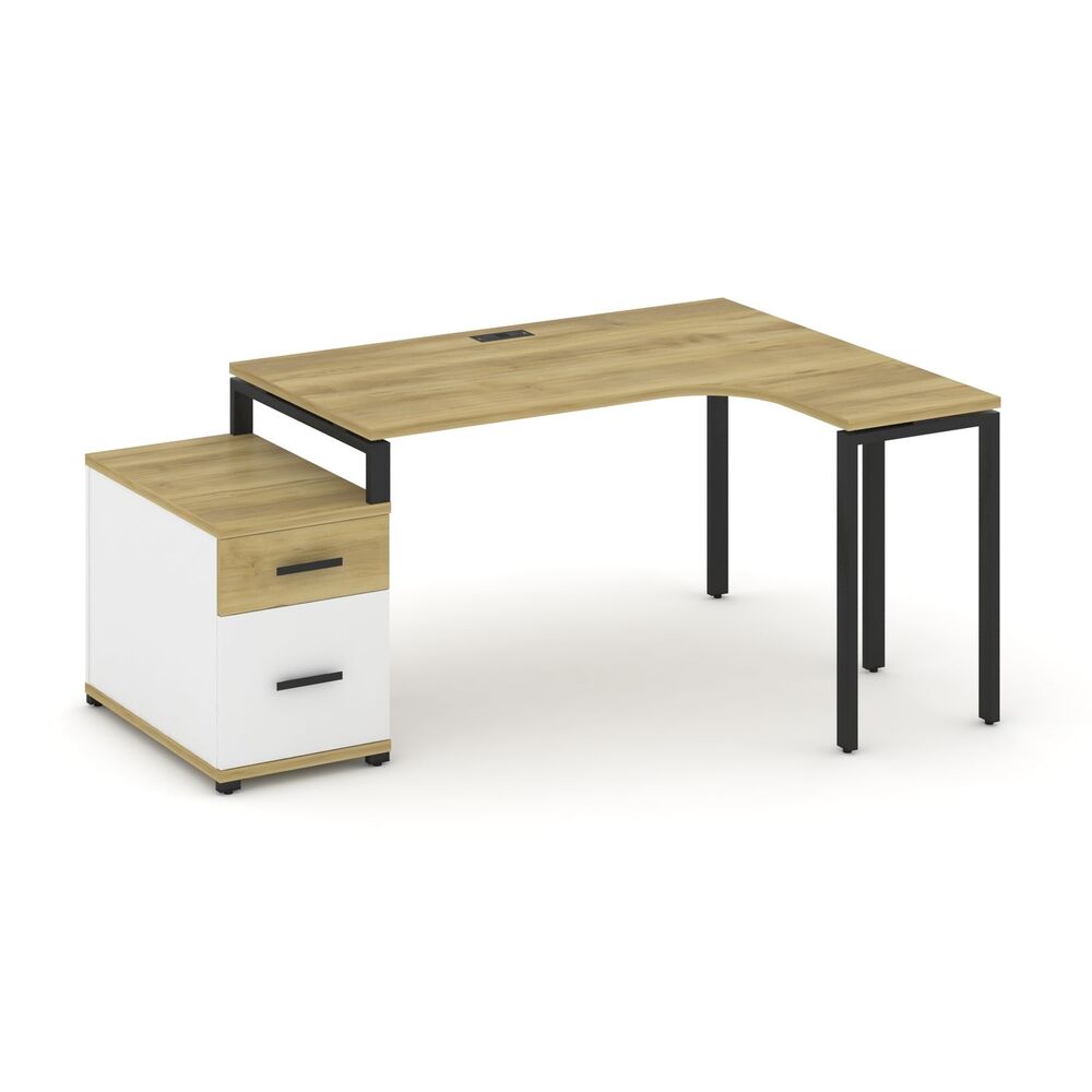 Стол эргономичный правый с опорной тумбой