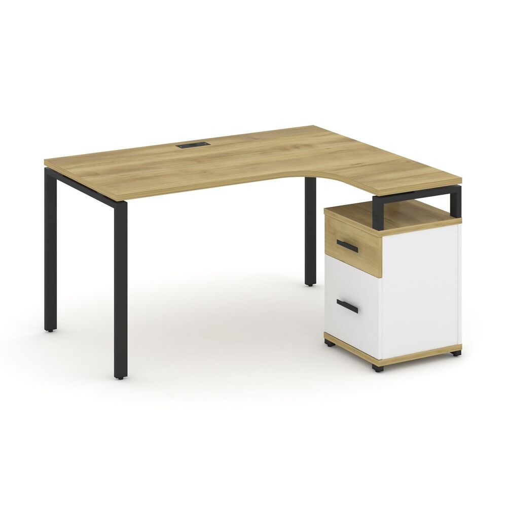 Стол эргономичный правый с опорной тумбой