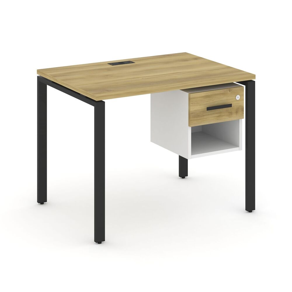 Стол рабочий с подвесной тумбой одной открытой нишей и одним ящиком