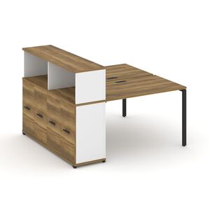 Рабочая станция с опорным распашным шкафом с надставкой низкой