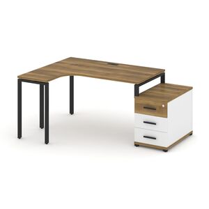 Стол эргономичный левый с опорной тумбой
