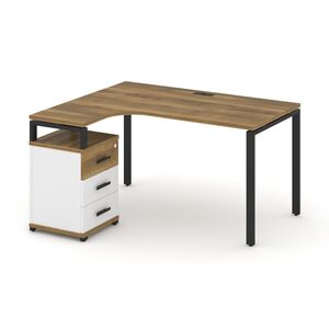 Стол эргономичный левый с опорной тумбой