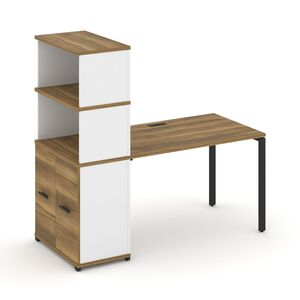 Стол рабочий с опорным распашным шкафом с надставкой высокой