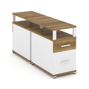 Тумба двухсторонняя приставная 1 ящик + 1 распашной фасад с надставкой