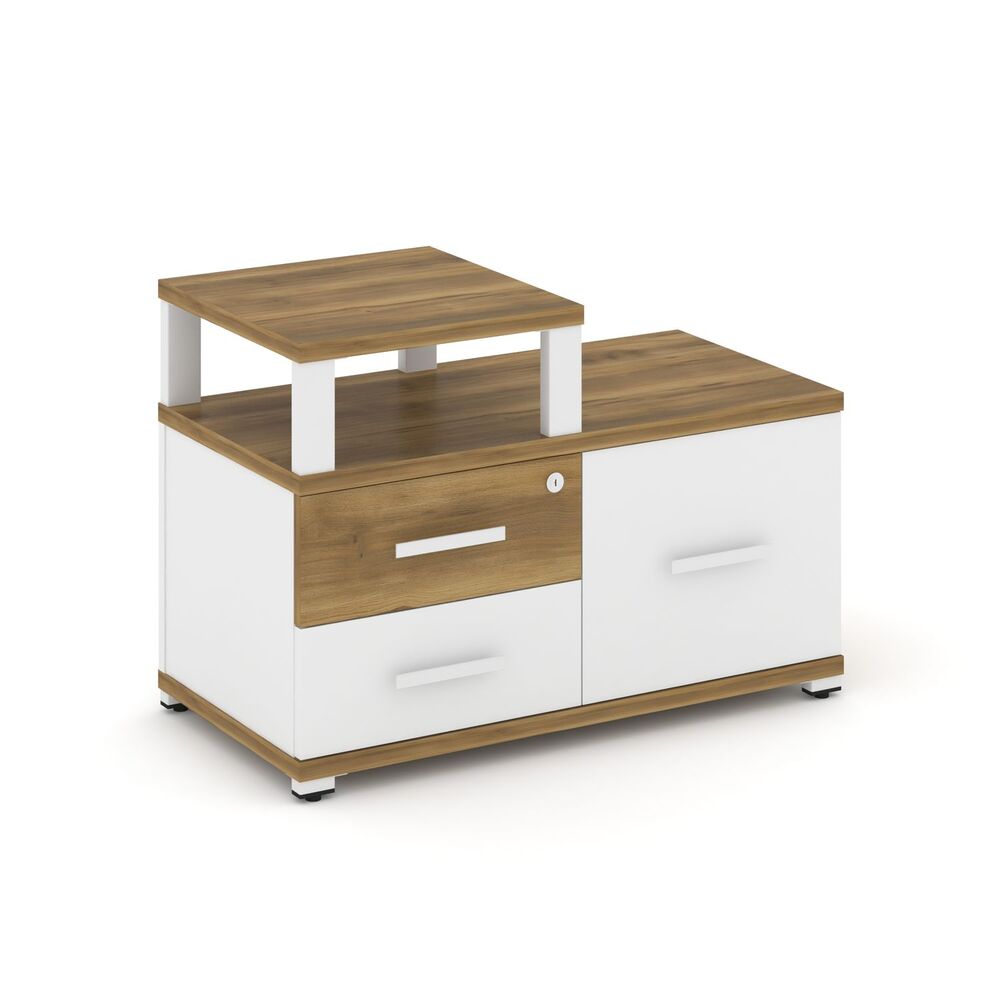 Тумба приставная широкая 2 ящика + 1 распашной фасад с надставкой узкой