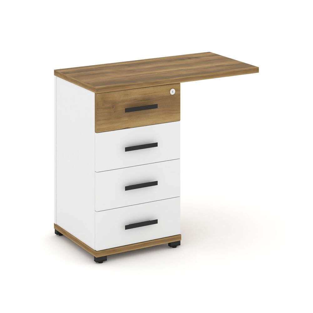 Тумба приставная узкая со свесом 4 ящика