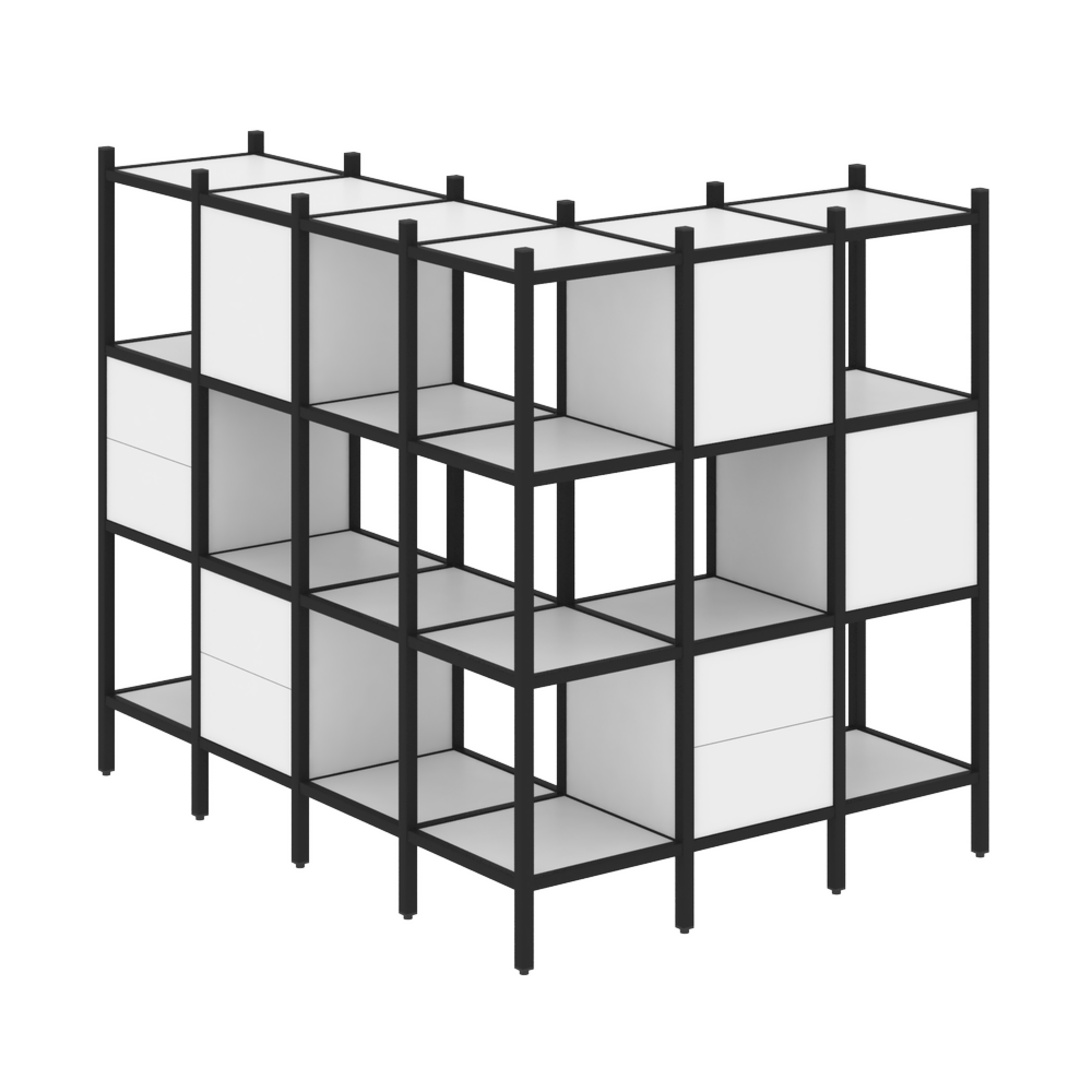 Угловой внешний стеллаж наборный