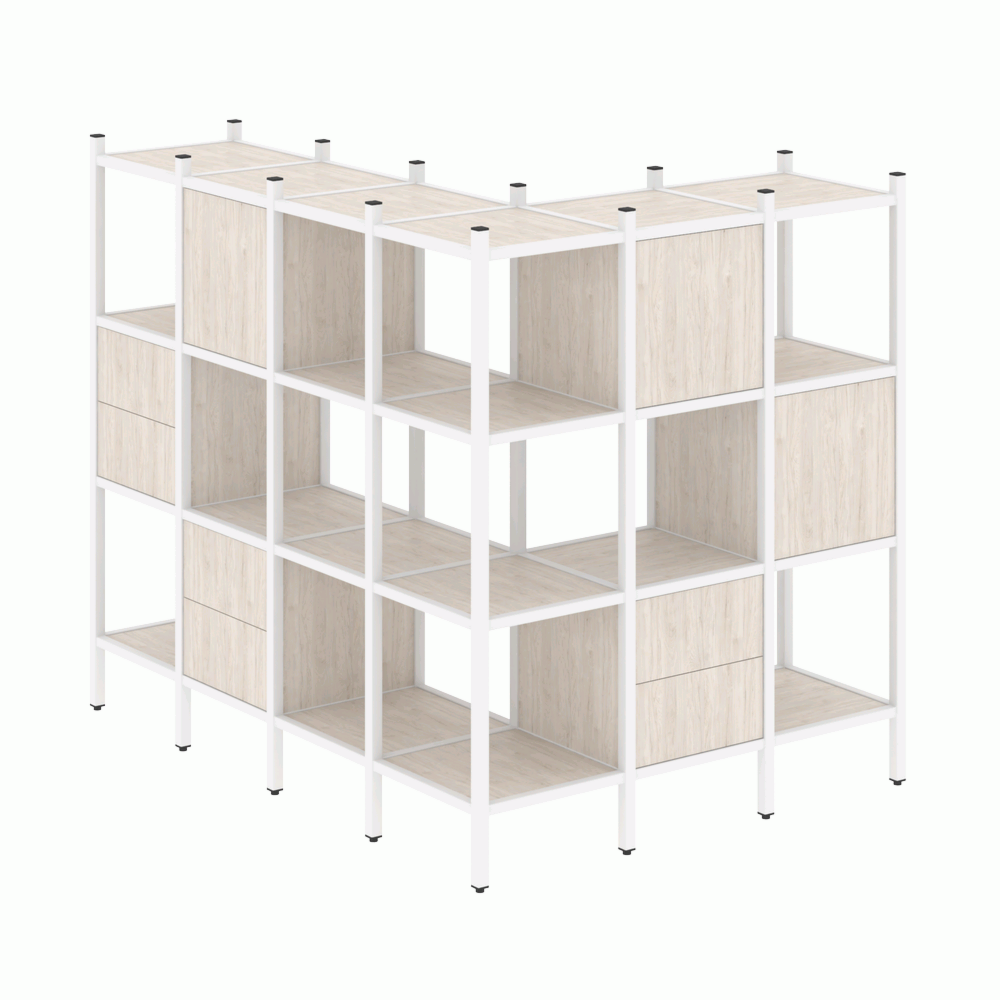 Угловой внешний стеллаж наборный