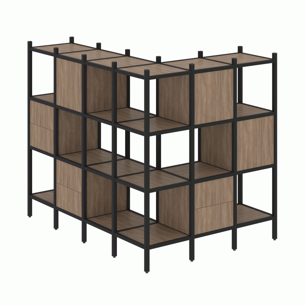 Угловой внешний стеллаж наборный