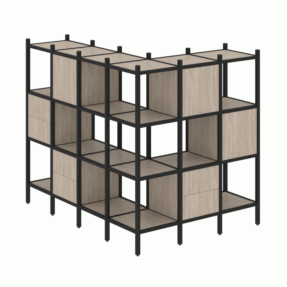 Угловой внешний стеллаж наборный