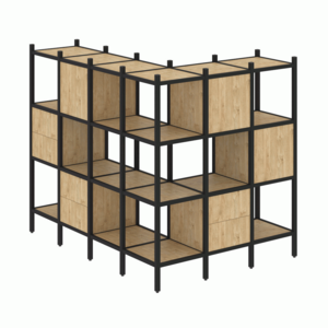 Угловой внешний стеллаж наборный