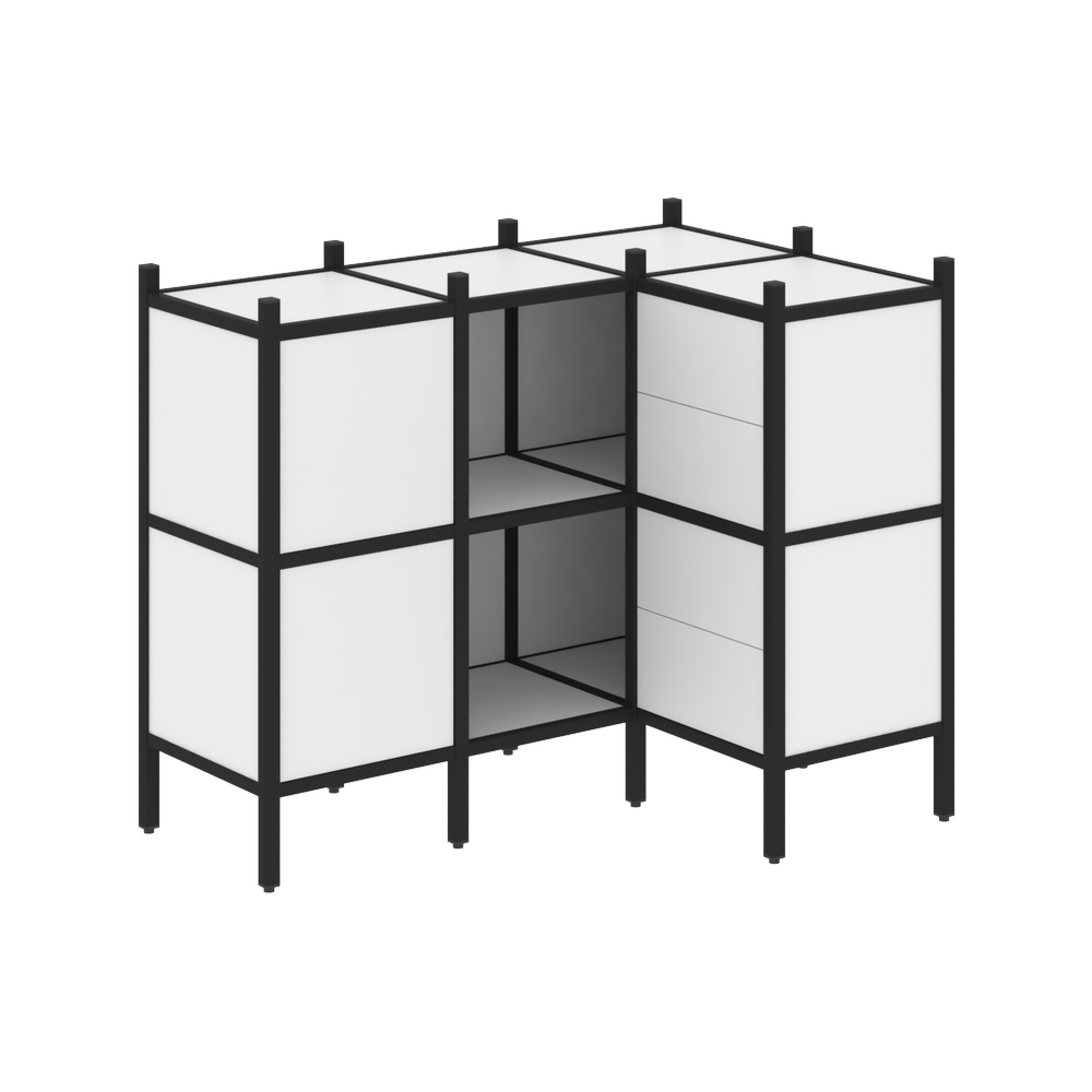 Угловой внутренний стеллаж наборный