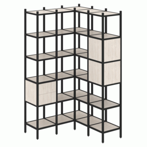 Угловой внутренний стеллаж наборный