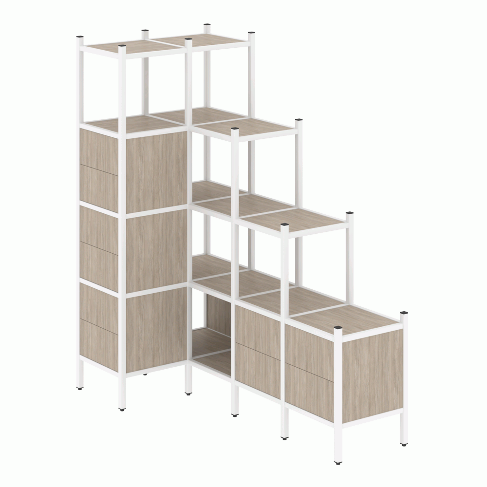 Угловой внутренний стеллаж наборный