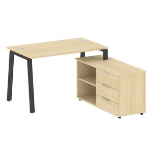 Рабочая станция на А-образном м/к с опорной тумбой правая