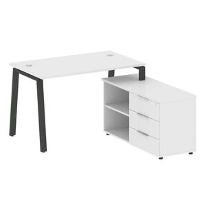 Рабочая станция на А-образном м/к с опорной тумбой правая