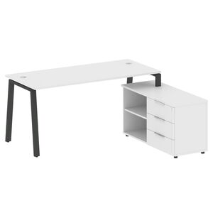 Рабочая станция на А-образном м/к с опорной тумбой правая