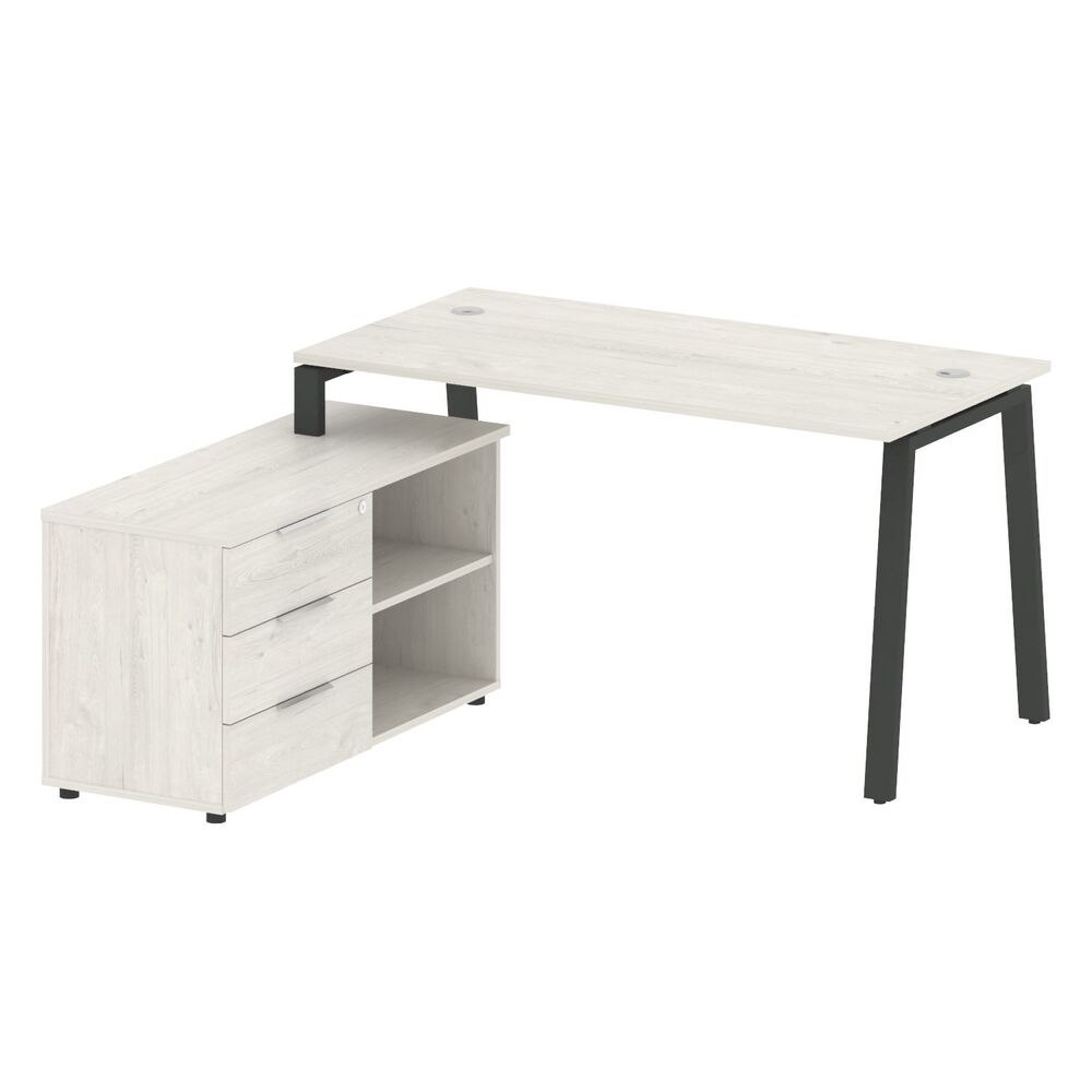 Рабочая станция на А-образном м/к с опорной тумбой левая