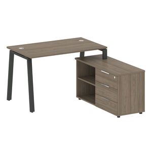 Рабочая станция на А-образном м/к с опорной тумбой правая