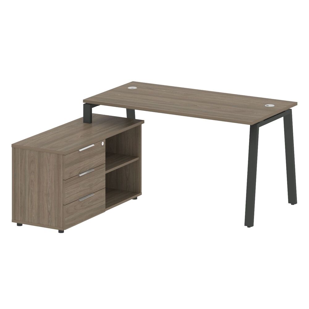 Рабочая станция на А-образном м/к с опорной тумбой левая