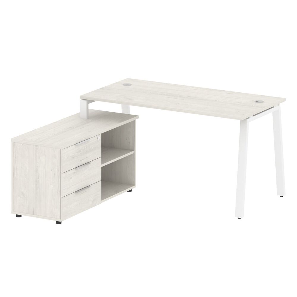 Рабочая станция на А-образном м/к с опорной тумбой левая