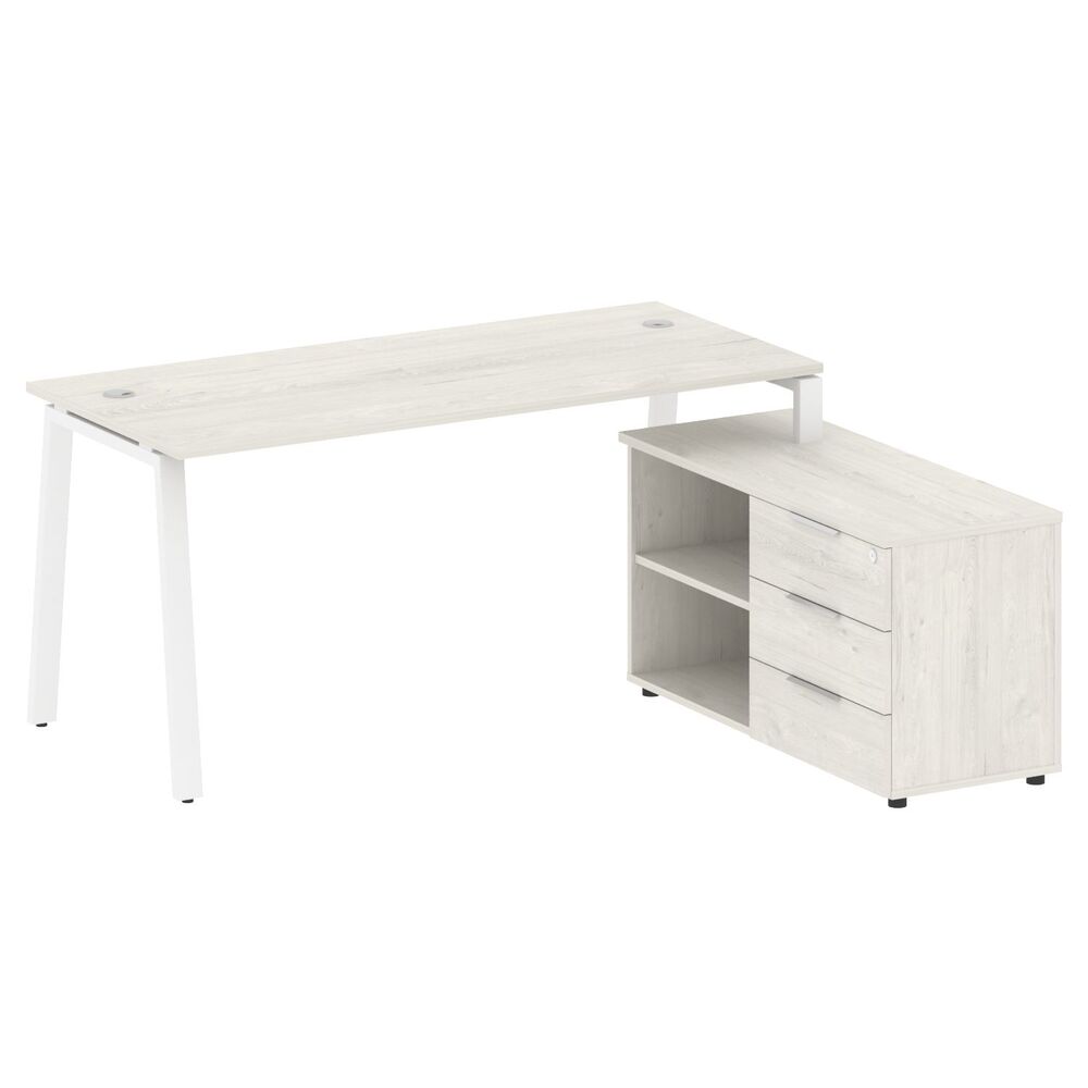 Рабочая станция на А-образном м/к с опорной тумбой правая