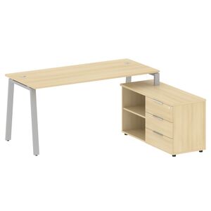 Рабочая станция на А-образном м/к с опорной тумбой правая