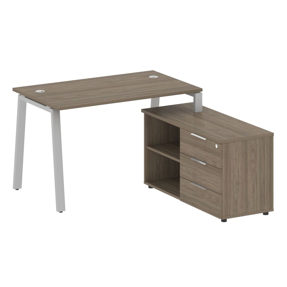 Рабочая станция на А-образном м/к с опорной тумбой правая