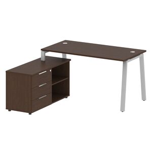 Рабочая станция на А-образном м/к с опорной тумбой левая