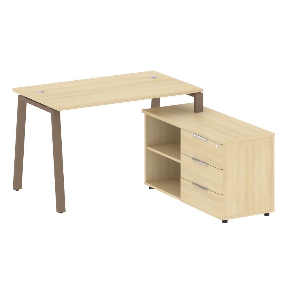 Рабочая станция на А-образном м/к с опорной тумбой правая