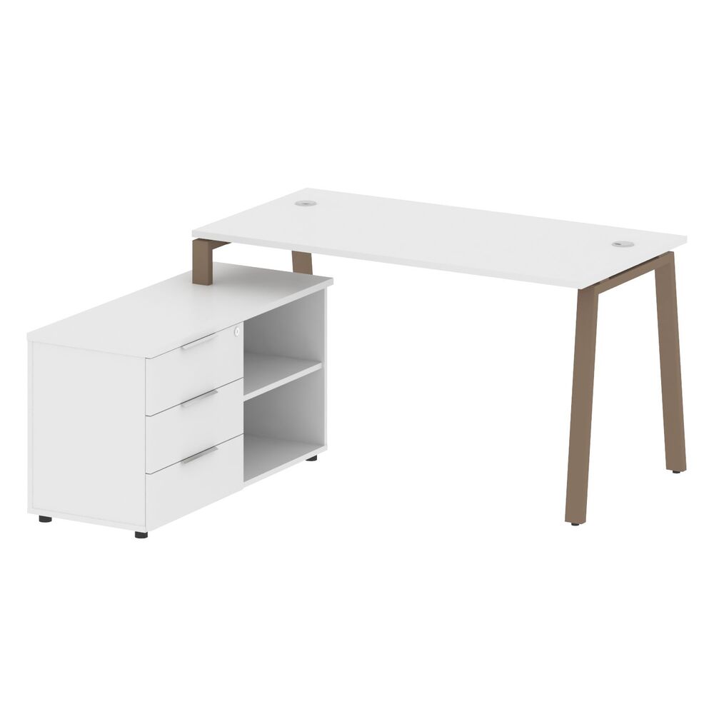 Рабочая станция на А-образном м/к с опорной тумбой левая