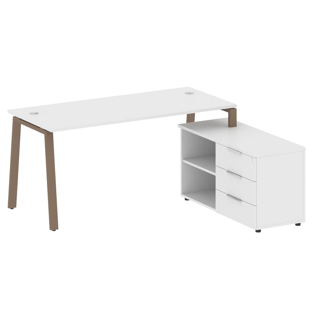 Рабочая станция на А-образном м/к с опорной тумбой правая