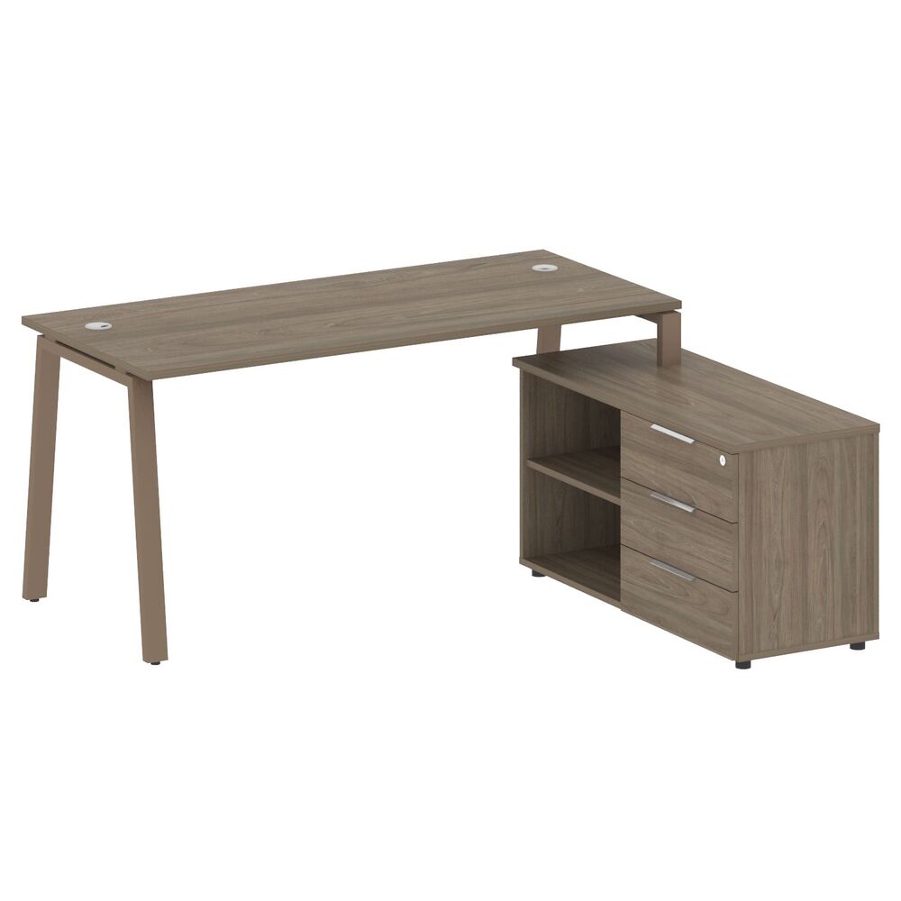 Рабочая станция на А-образном м/к с опорной тумбой правая