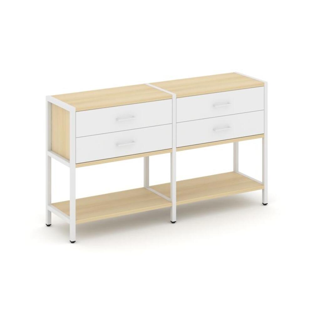 Двухсекционный стеллаж двухярусный с ящиками