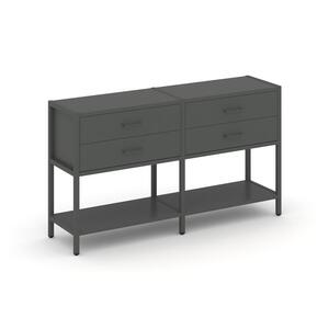 Двухсекционный стеллаж двухярусный с ящиками