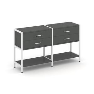 Двухсекционный стеллаж двухярусный с ящиками